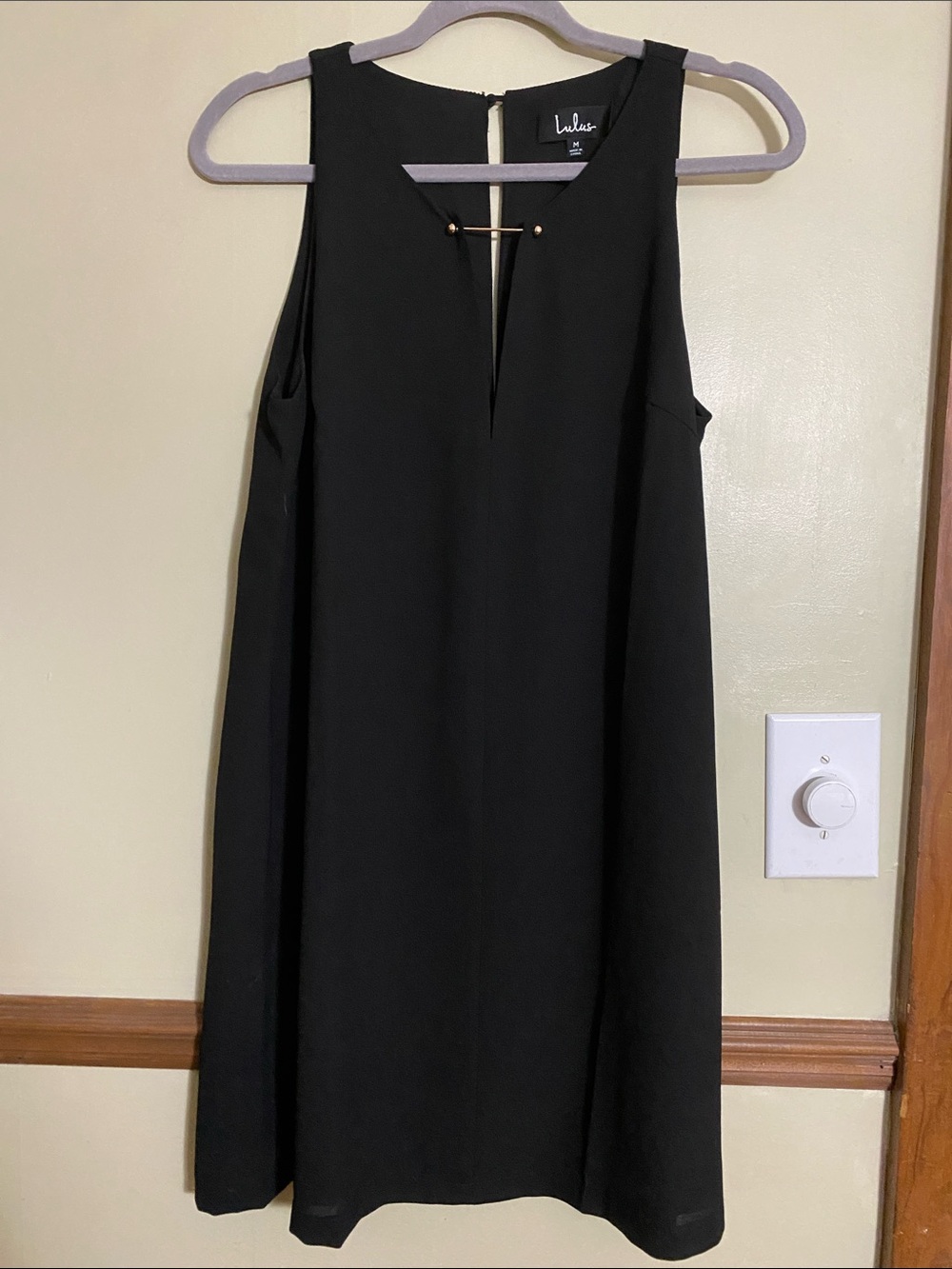 Lulu's Black Sleeveless Mini Dress with Gold Accent Bar